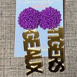 Geaux Tigers LSU acrylic statement earrings